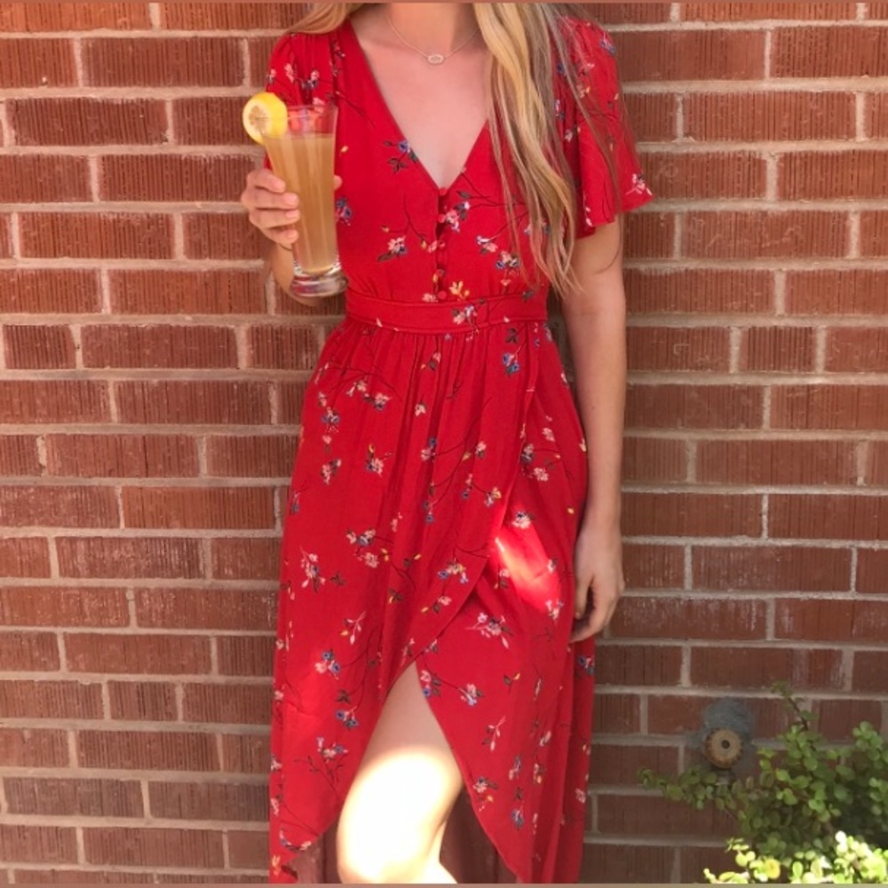 Red Floral Maxi Dress